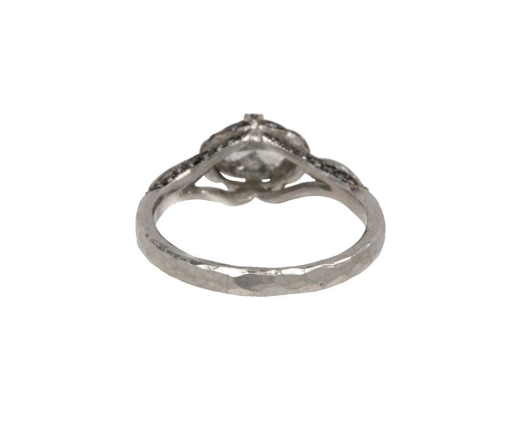Platinum Rose Cut Diamond Petal Side Ring