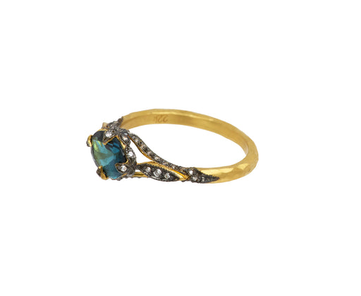 Blue Sapphire Petal Side Ring