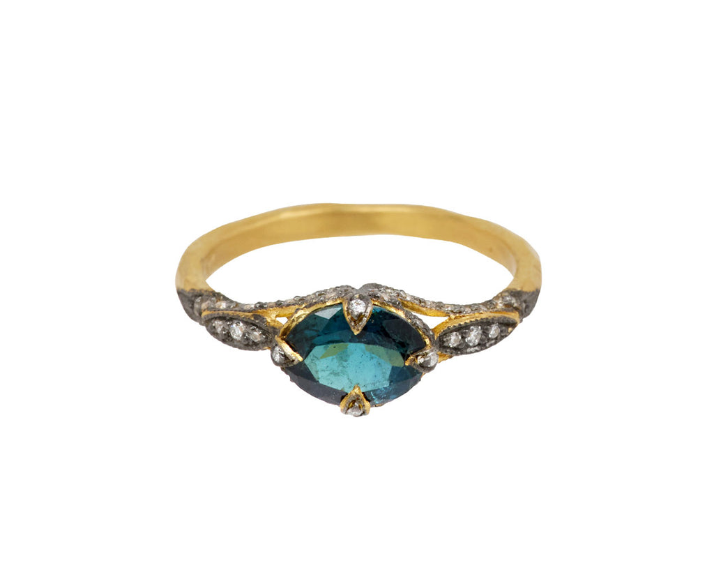 Cathy Waterman Blue Tourmaline Petal Side Ring