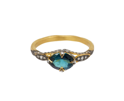 Cathy Waterman Blue Tourmaline Petal Side Ring