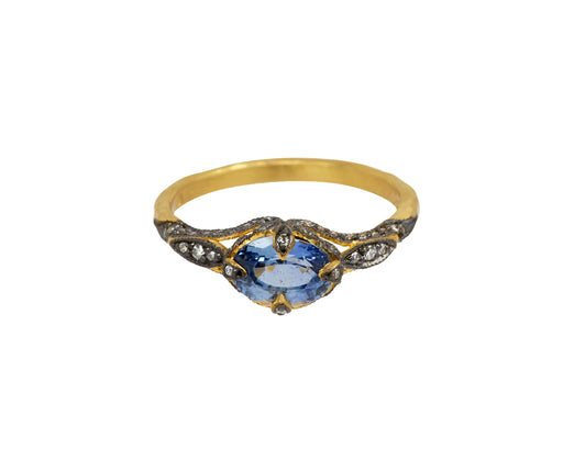 Blue Tourmaline Petal Side Ring
