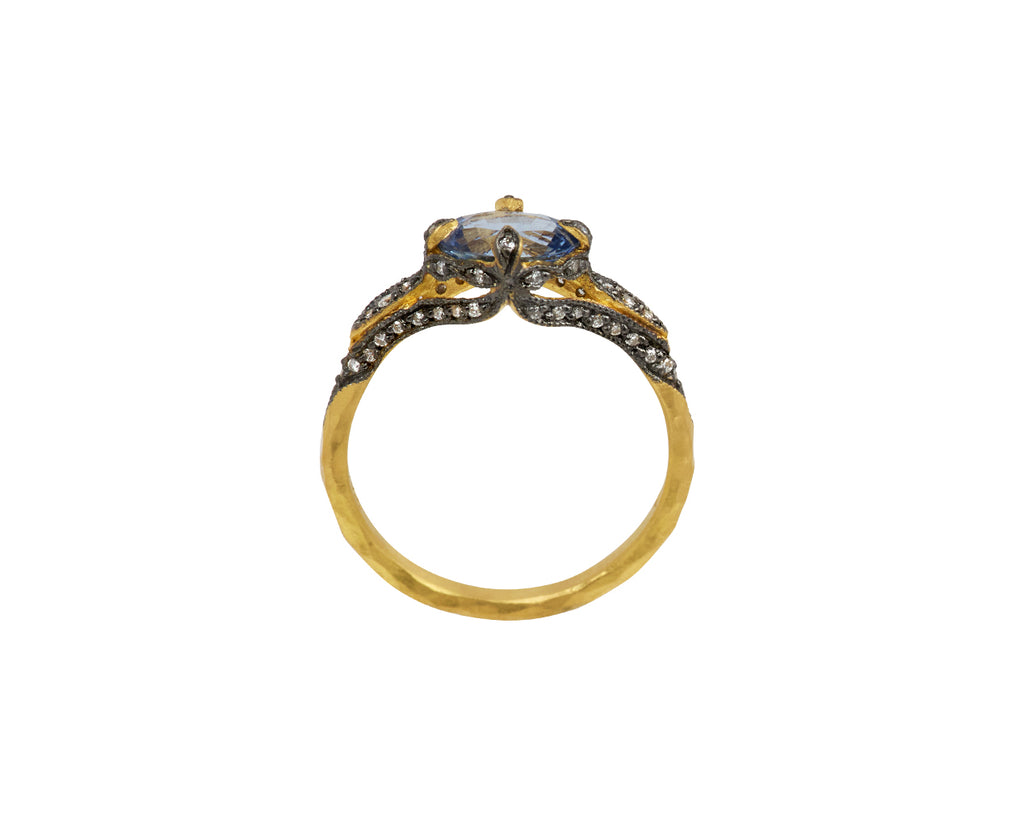 Blue Tourmaline Petal Side Ring