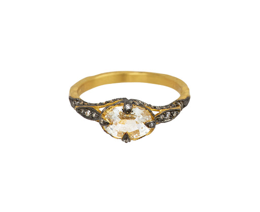 White Sapphire Petal Side Ring