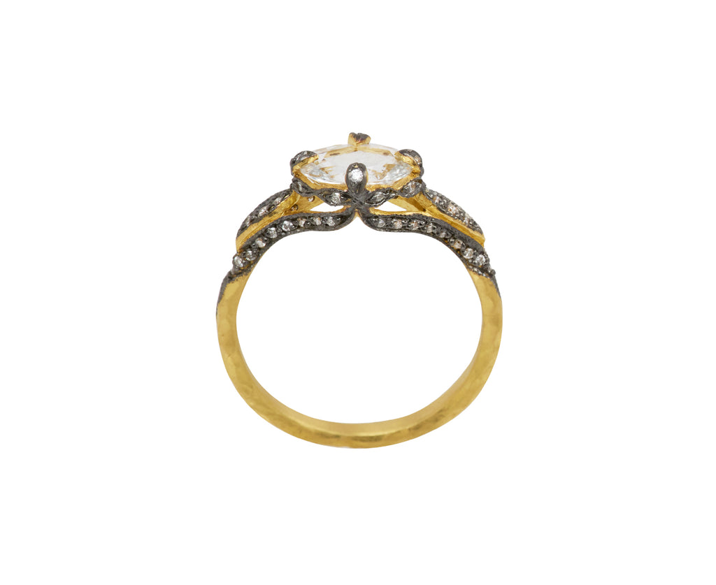 White Sapphire Petal Side Ring