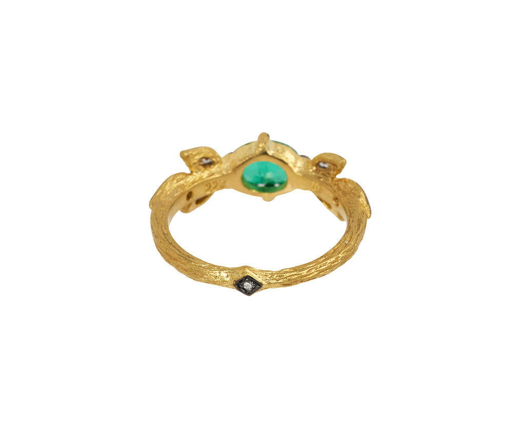 Emerald Marquise Diamond Three Leaf Ring