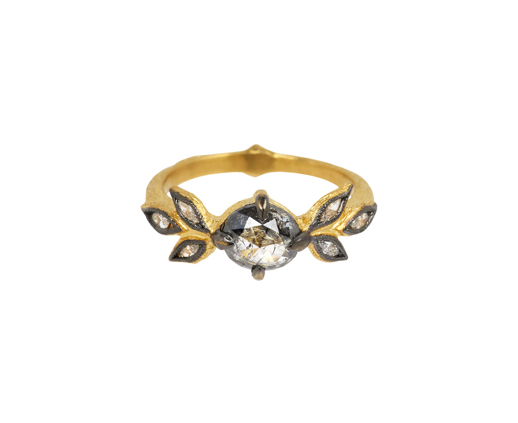 Silver Diamond Marquise Three Leaf Ring