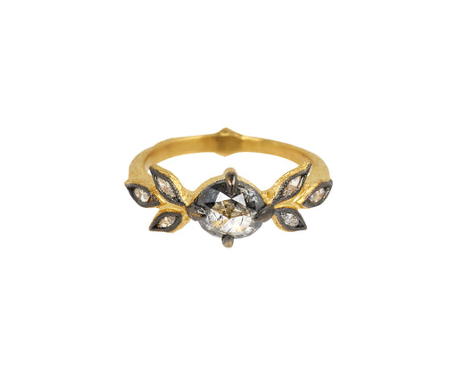 Silver Diamond Marquise Three Leaf Ring