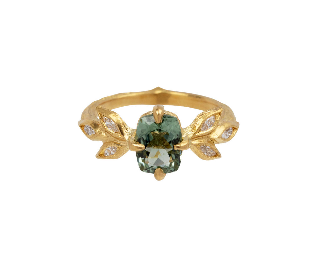 Cathy Waterman Green Tourmaline Marquise Leaf Ring