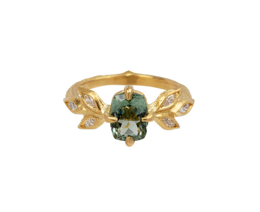 Cathy Waterman Green Tourmaline Marquise Leaf Ring