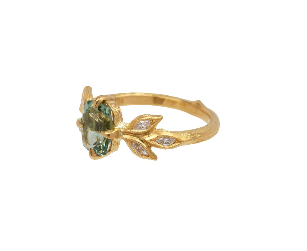 Cathy Waterman Green Tourmaline Marquise Leaf Ring Side View