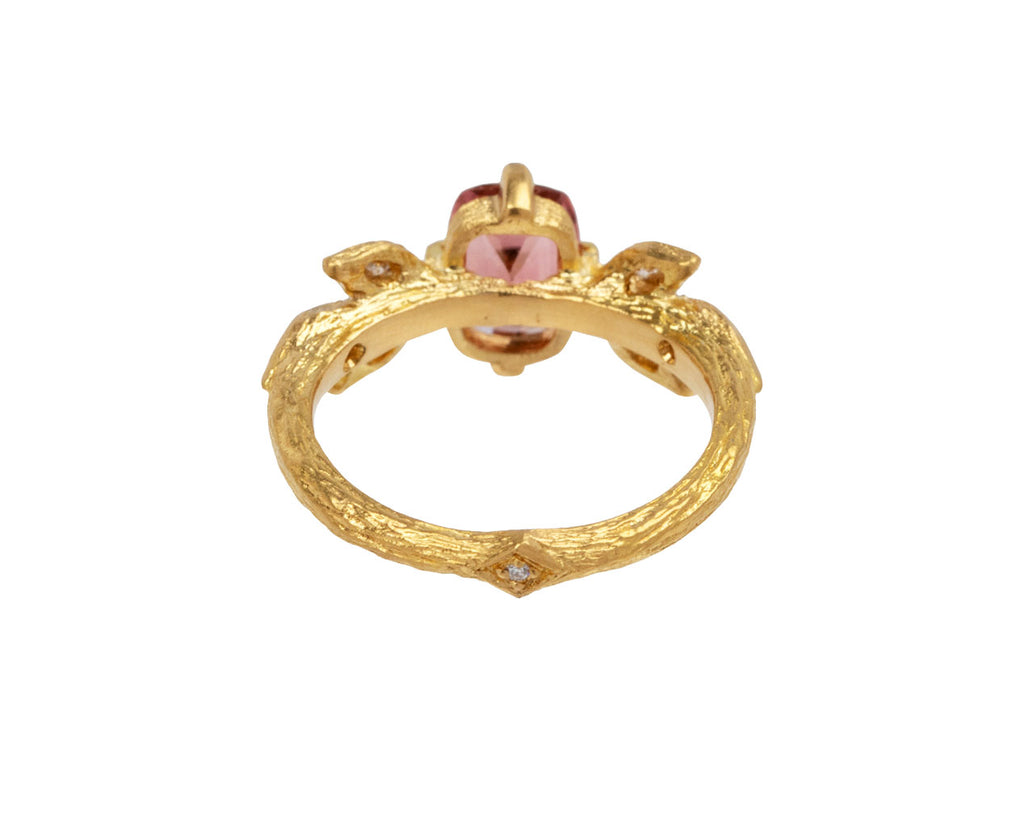 Peach Tourmaline Marquise Leaf Ring