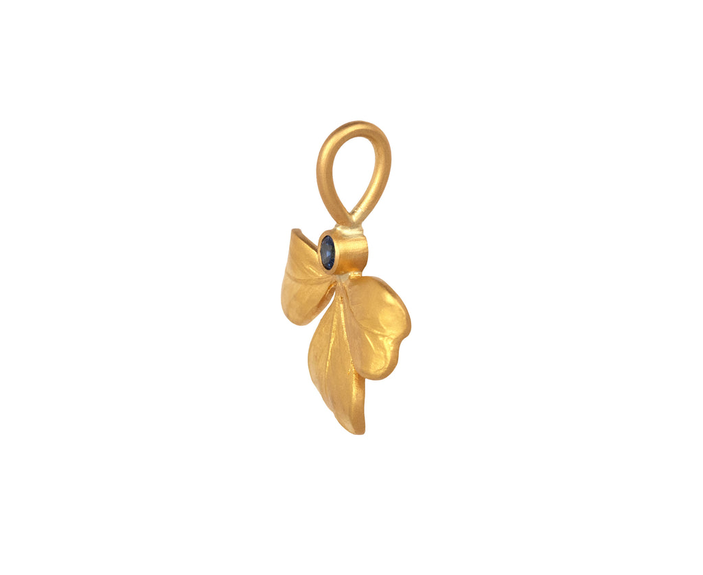 Cathy Waterman Blue Sapphire Clover Charm Pendant ONLY Side View