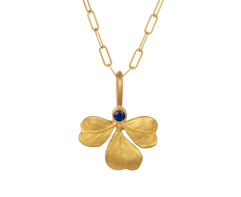 Cathy Waterman Blue Sapphire Clover Charm Pendant ONLY On Chain