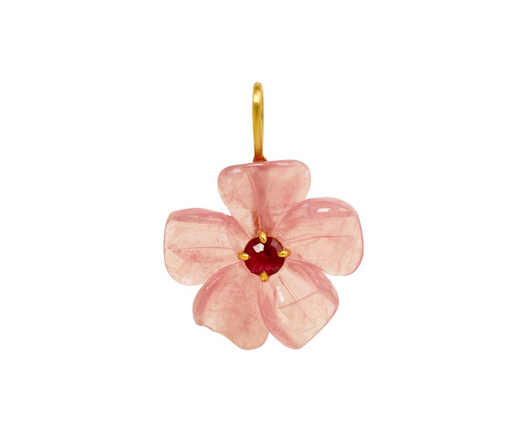 Rhodochrosite and Ruby Jeweled Flower Charm Pendant ONLY - TWISTonline 