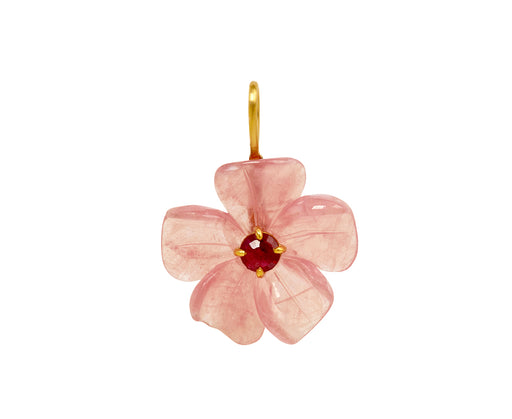Rhodochrosite and Ruby Jeweled Flower Charm Pendant ONLY - TWISTonline 