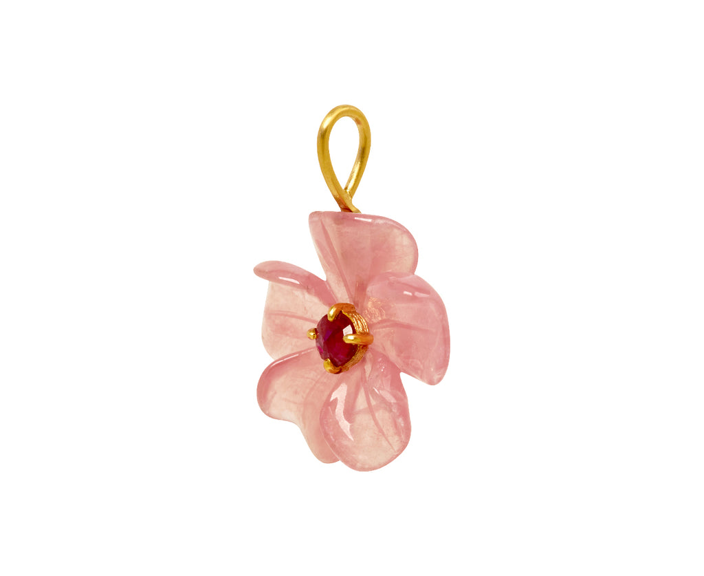 Rhodochrosite and Ruby Jeweled Flower Charm Pendant ONLY - TWISTonline 