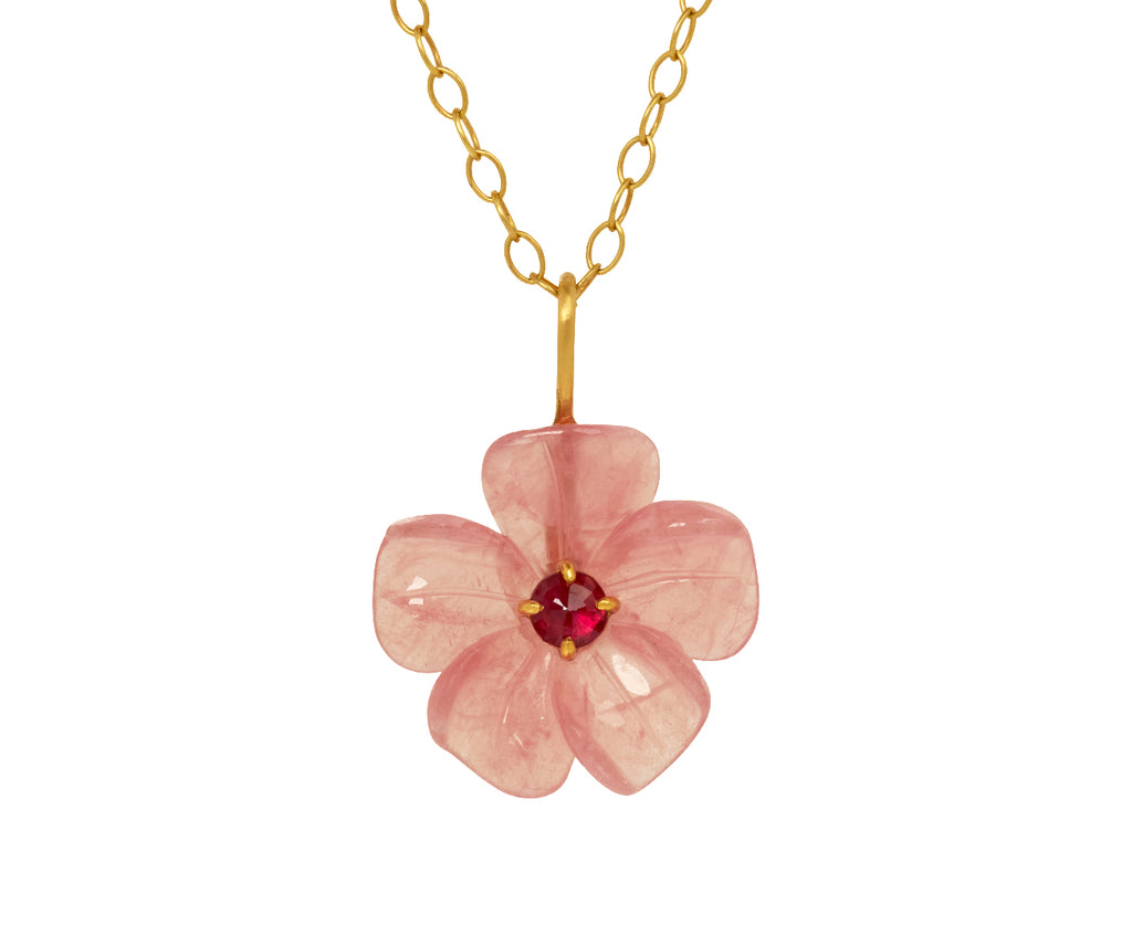 Rhodochrosite and Ruby Jeweled Flower Charm Pendant ONLY - TWISTonline 