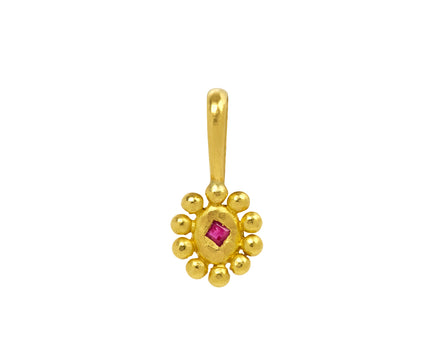 Ruby Beaded Oval Charm Pendant ONLY - TWISTonline 