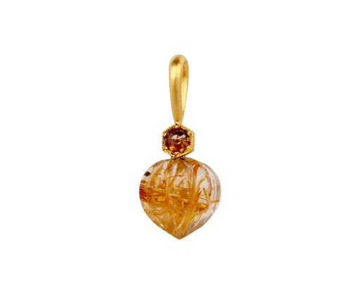 Cathy Waterman Gold Mine Quartz Rustic Diamond Carved Bead Charm