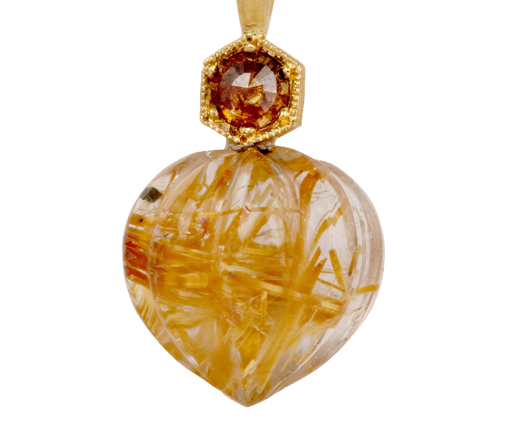 Cathy Waterman Gold Mine Quartz Rustic Diamond Carved Bead Charm Close Up