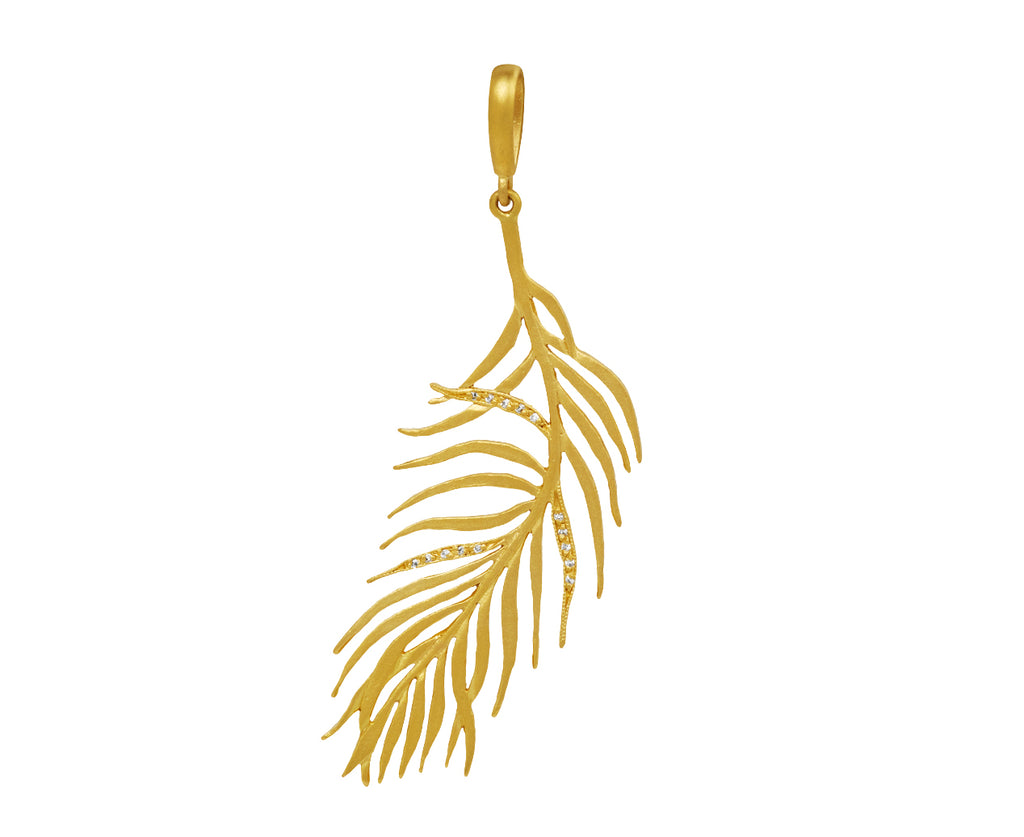 Gold Diamond Feather Pendant ONLY