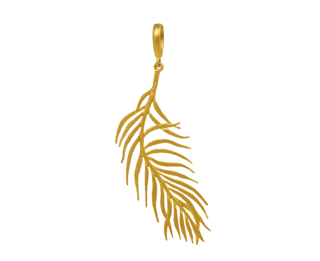 Gold Diamond Feather Pendant ONLY