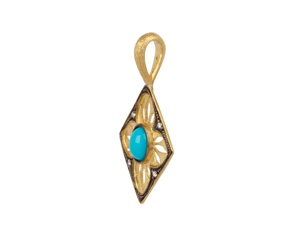 Cathy Waterman Turquoise and Diamond Window Pendant ONLY Side