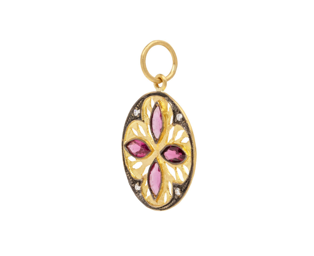 Pink Tourmaline Marquise Frame Oval Charm Pendant ONLY