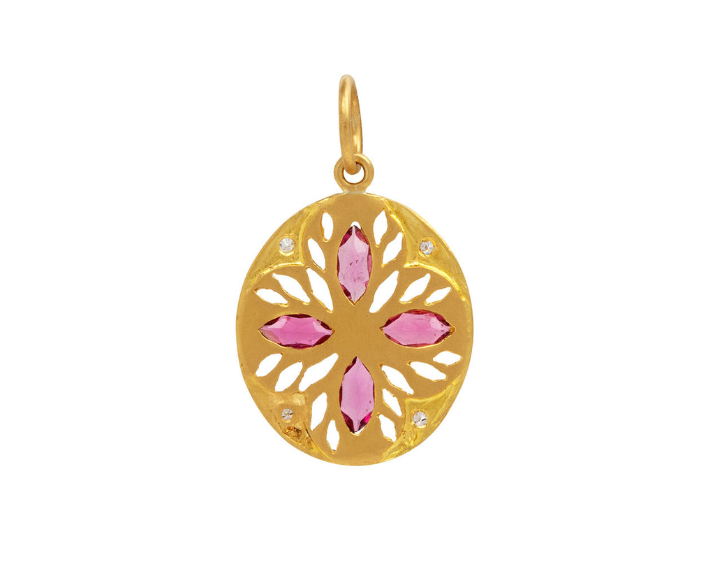 Pink Tourmaline Marquise Frame Oval Charm Pendant ONLY