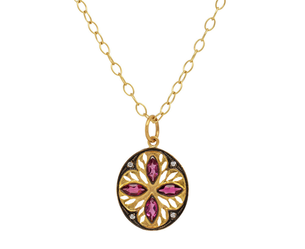 Pink Tourmaline Marquise Frame Oval Charm Pendant ONLY