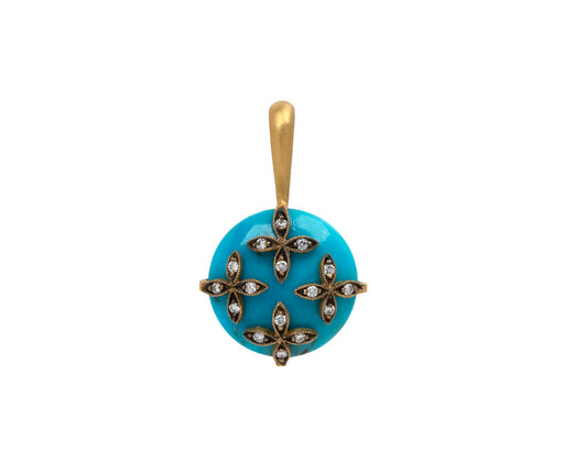 Turquoise Flower Overlay Charm Pendant ONLY