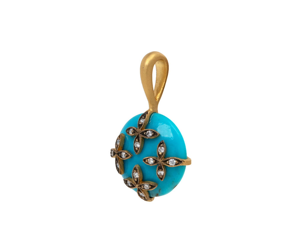 Turquoise Flower Overlay Charm Pendant ONLY