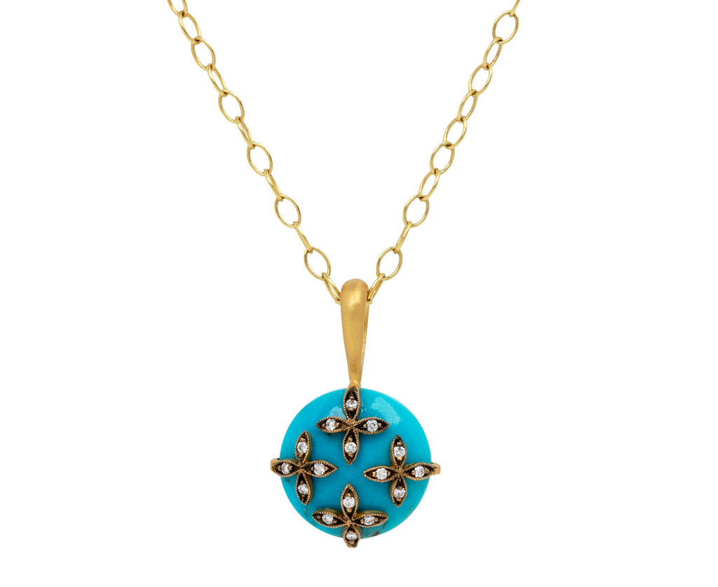 Turquoise Flower Overlay Charm Pendant ONLY