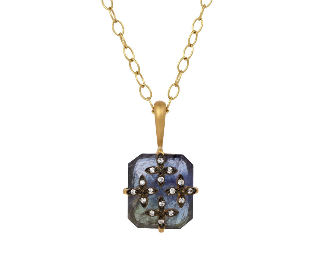 Tanzanite Flower Overlay Charm Pendant ONLY