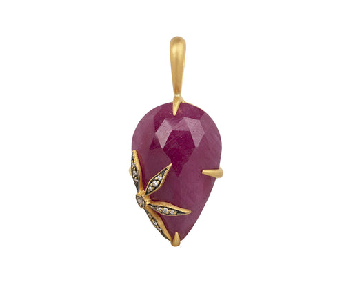 Ruby Flower Overlay Charm Pendant ONLY
