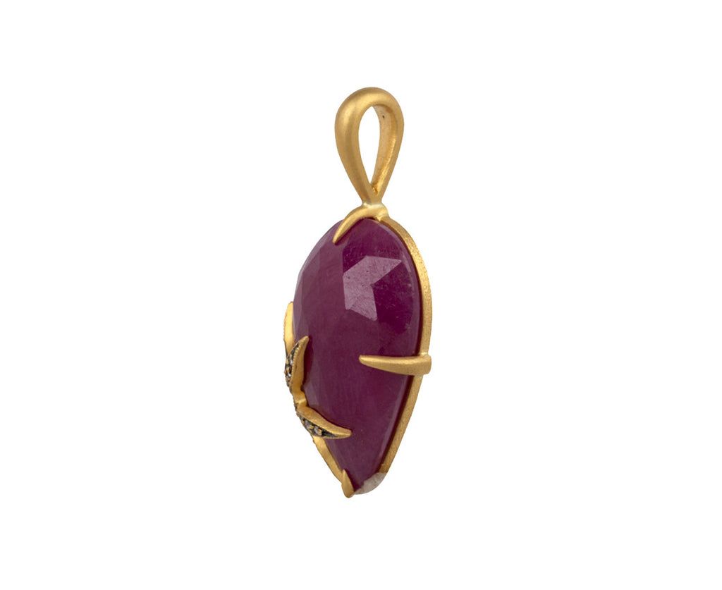 Ruby Flower Overlay Charm Pendant ONLY