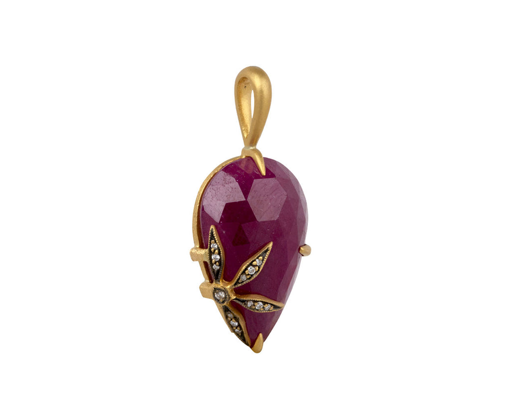 Ruby Flower Overlay Charm Pendant ONLY