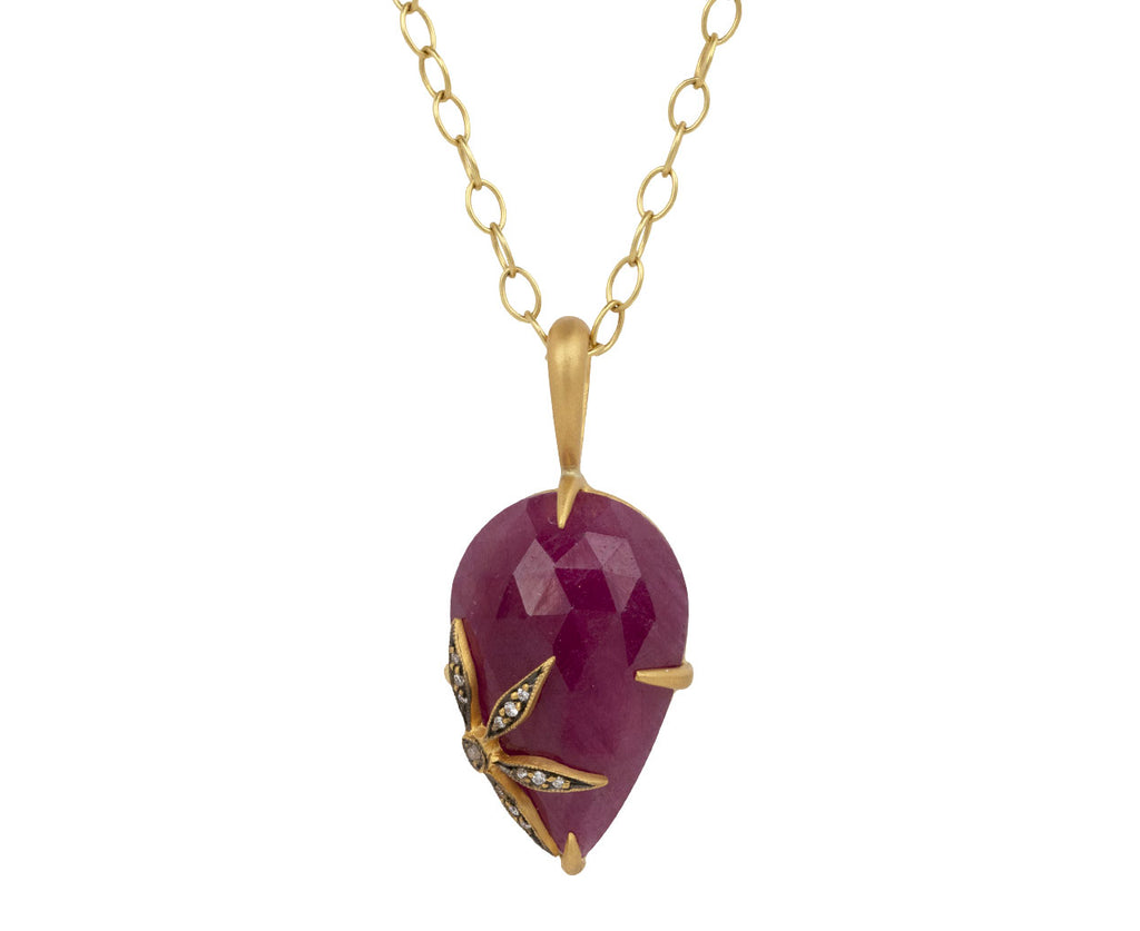 Ruby Flower Overlay Charm Pendant ONLY