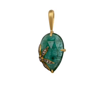 Emerald Flower Overlay Charm Pendant ONLY