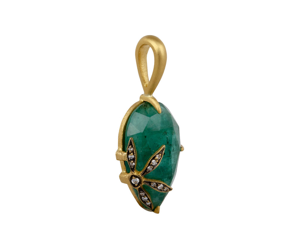 Emerald Flower Overlay Charm Pendant ONLY
