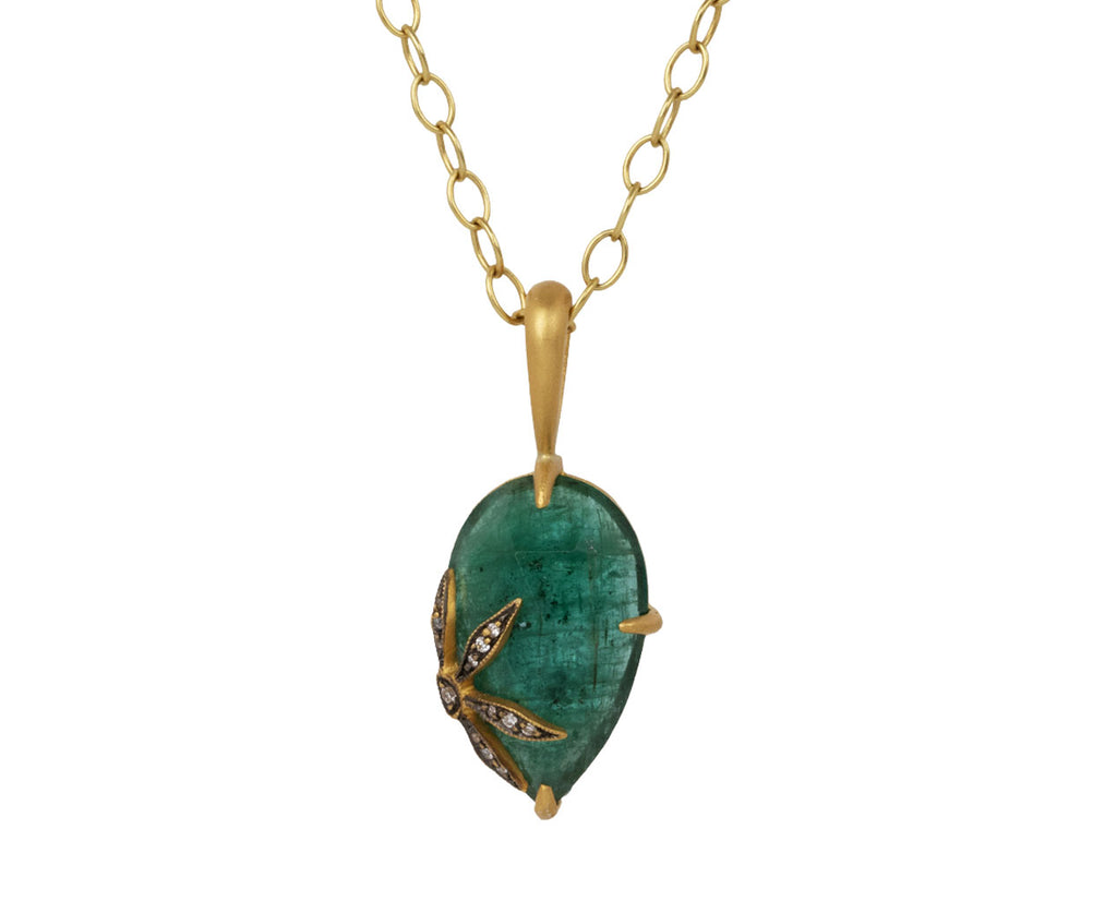 Emerald Flower Overlay Charm Pendant ONLY