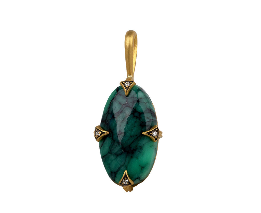 Green Turquoise Diamond Prong Charm Pendant ONLY