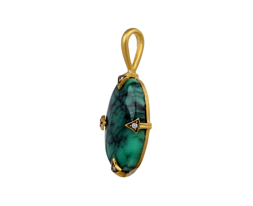 Green Turquoise Diamond Prong Charm Pendant ONLY