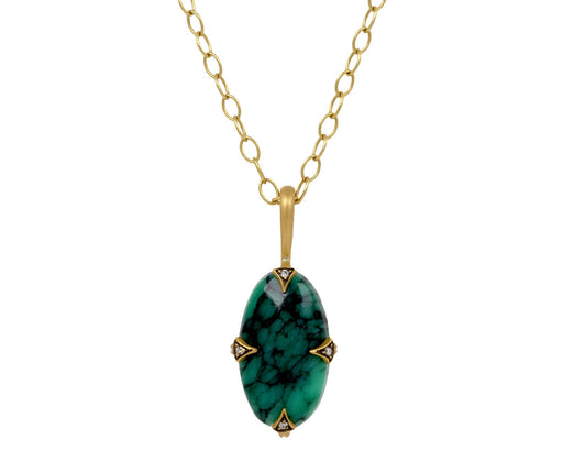 Green Turquoise Diamond Prong Charm Pendant ONLY
