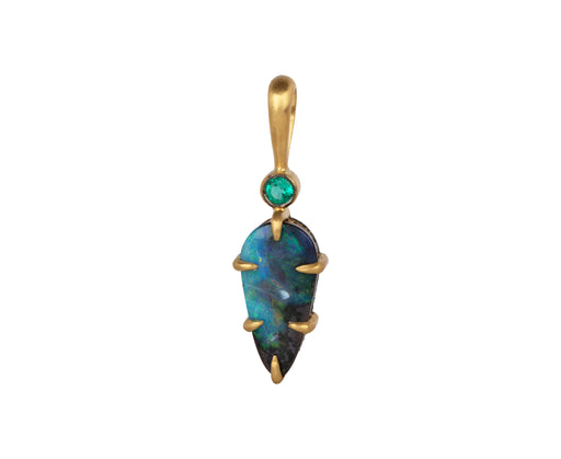 Cathy Waterman Boulder Opal and Emerald Diamond Seat Charm Pendant ONLY