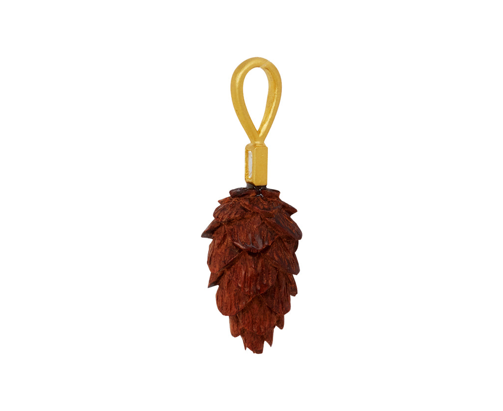 Walnut Wood Pine Cone Charm Pendant ONLY