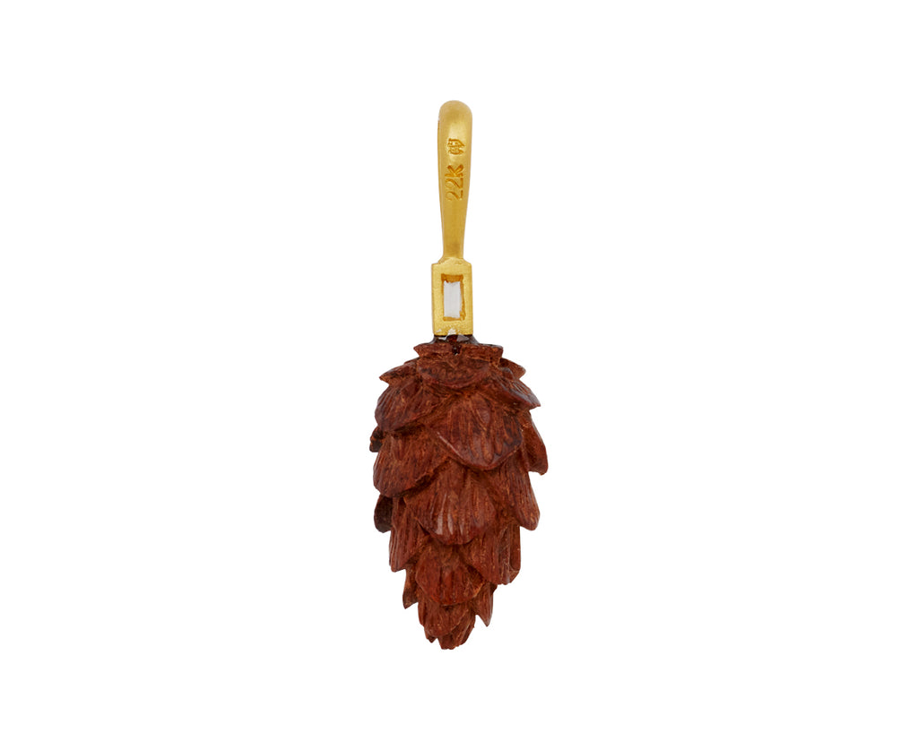 Walnut Wood Pine Cone Charm Pendant ONLY
