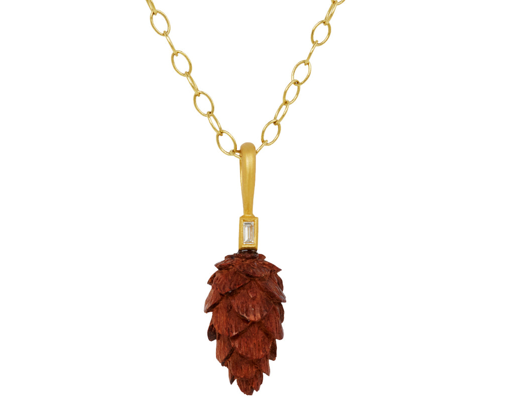 Walnut Wood Pine Cone Charm Pendant ONLY