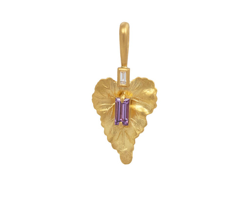 Cathy Waterman Pink Sapphire Leaf Charm Pendant ONLY