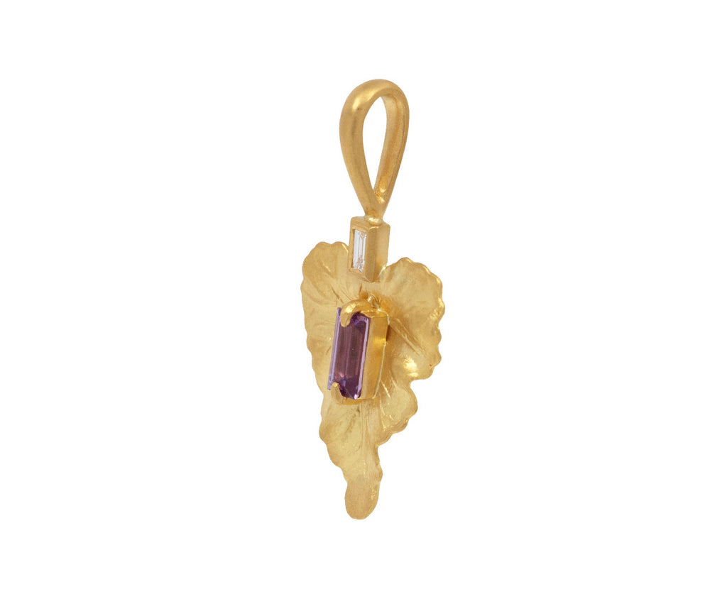 Cathy Waterman Pink Sapphire Leaf Charm Pendant ONLY Side View